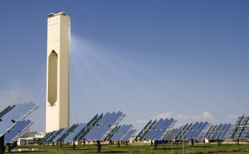 A Solar Tower—one of many kinds of solar energy collection devices made possible through science and engineering. Image source.