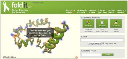 Screenshot of the FoldIt homepage.