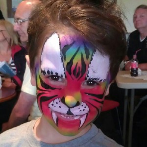 Awesome rainbow tiger facepaint: recommended. Using gold nanoparticles to do it: not recommended.
