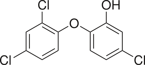 The chemical structure of our chemical of interest, triclosan