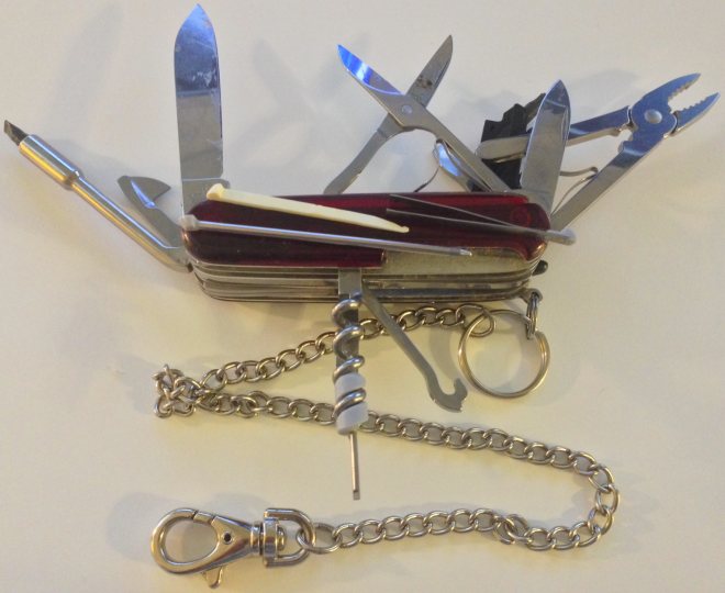 This is my swiss army knife. Look at all it can do! Super multi-functional, just like our interdisciplinary research center.