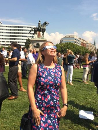 CSN Associate Director Christy Haynes watching the eclipse in Washington, DC