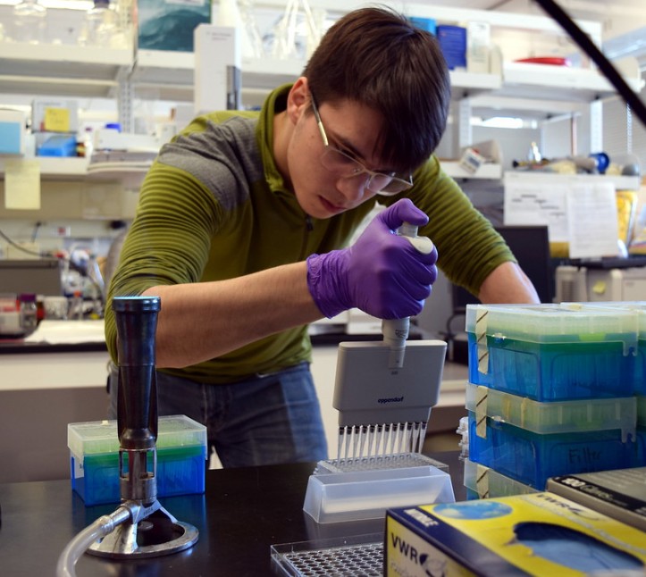 Photo of a scientist using a pipette